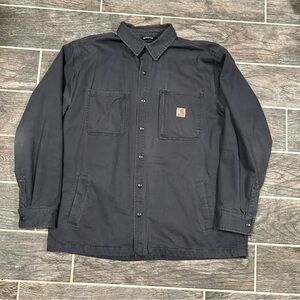 Carhartt Coat Men’s Gray XL Shacket Lined Long Sleeve Button Up Outdoor Overcoat